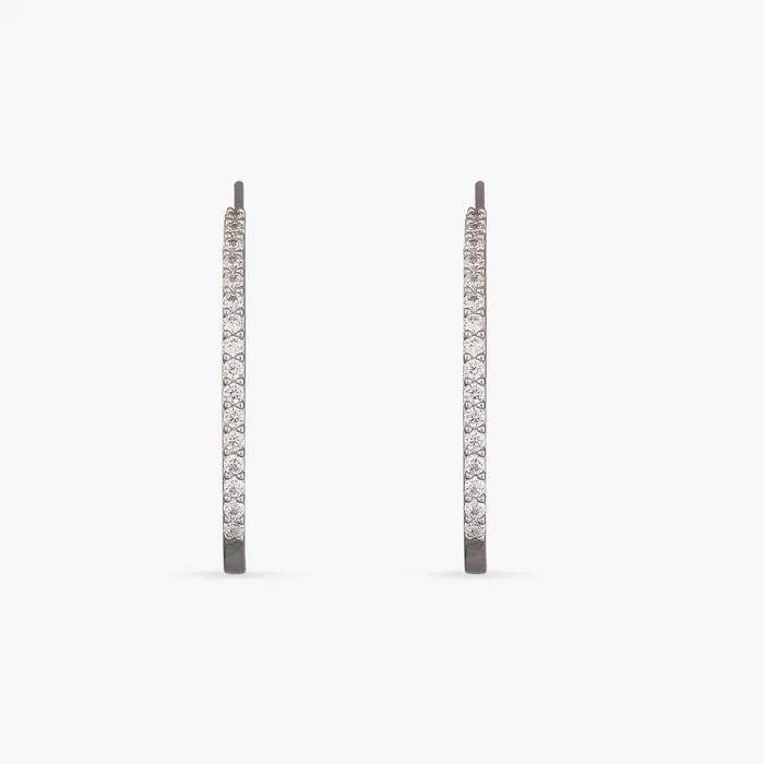 Earrings SILVER Classic Single Pave Silver Hoop Earrings