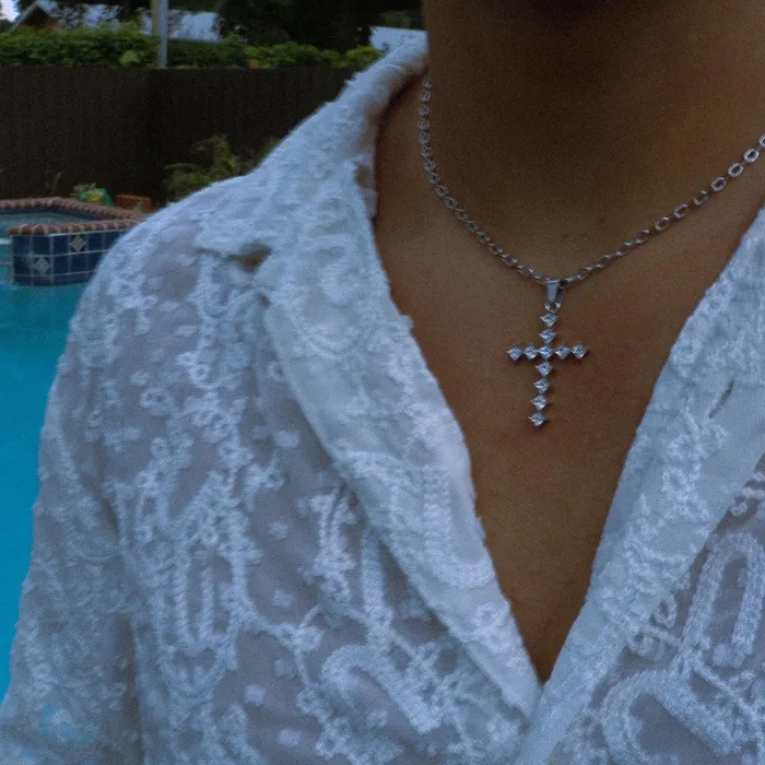 Fashion Jewelry by Yordy CZ Stones Cross Necklace Necklaces