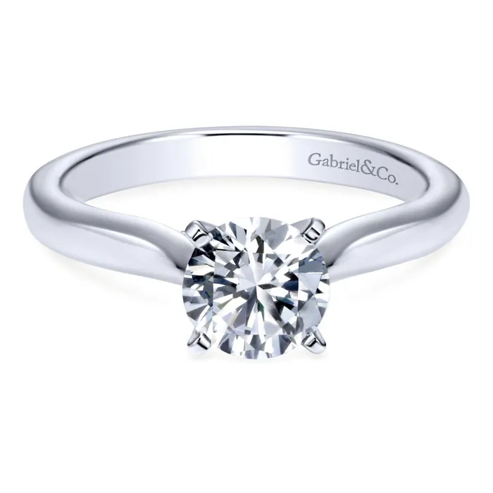 Gabriel Bridal Collection White Gold Solitaire Diamond Engagement Ring with Rounded Shank International Diamond Center Rings Gabriel Bridal Collection White Gold Solitaire Diamond Engagement Ring with Rounded Shank International Diamond Center Rings