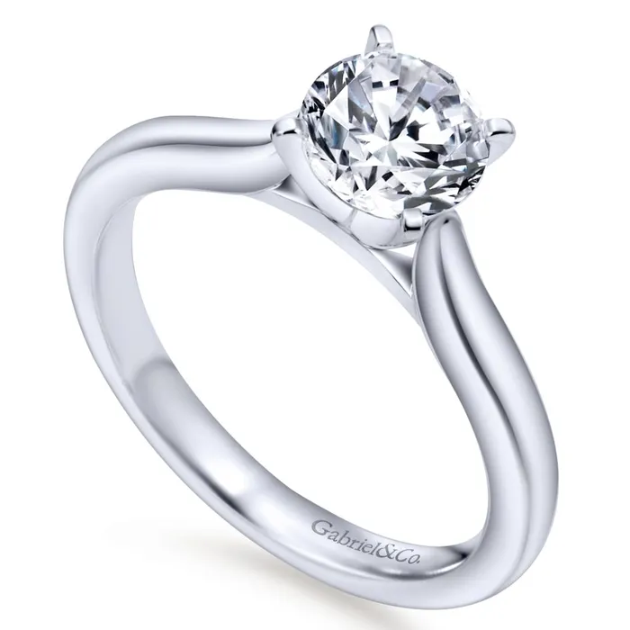 Gabriel Bridal Collection White Gold Solitaire Diamond Engagement Ring with Rounded Shank International Diamond Center Rings Gabriel Bridal Collection White Gold Solitaire Diamond Engagement Ring with Rounded Shank International Diamond Center Rings