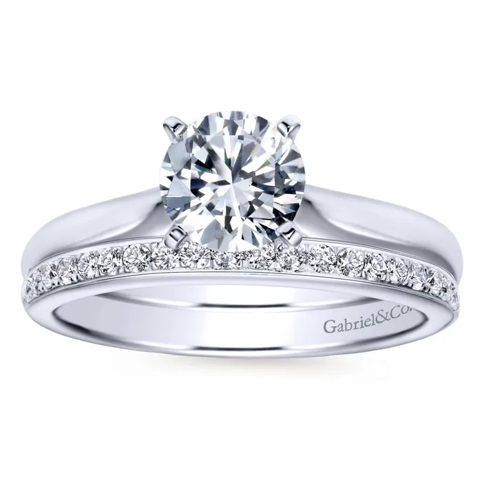 Gabriel Bridal Collection White Gold Solitaire Diamond Engagement Ring with Rounded Shank International Diamond Center Rings Gabriel Bridal Collection White Gold Solitaire Diamond Engagement Ring with Rounded Shank International Diamond Center Rings