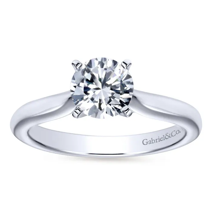 Gabriel Bridal Collection White Gold Solitaire Diamond Engagement Ring with Rounded Shank International Diamond Center Rings Gabriel Bridal Collection White Gold Solitaire Diamond Engagement Ring with Rounded Shank International Diamond Center Rings