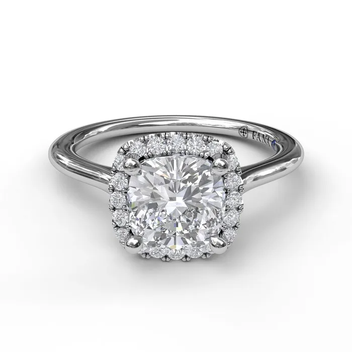 International Diamond Center Rings FANA Classic Cushion Halo Engagement Ring Setting