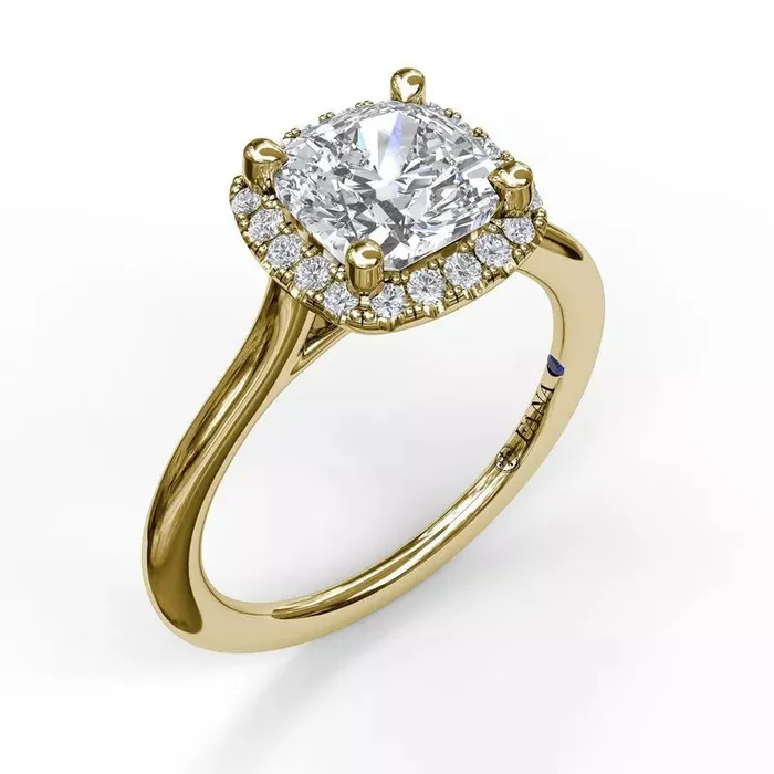 International Diamond Center Rings FANA Classic Cushion Halo Engagement Ring Setting