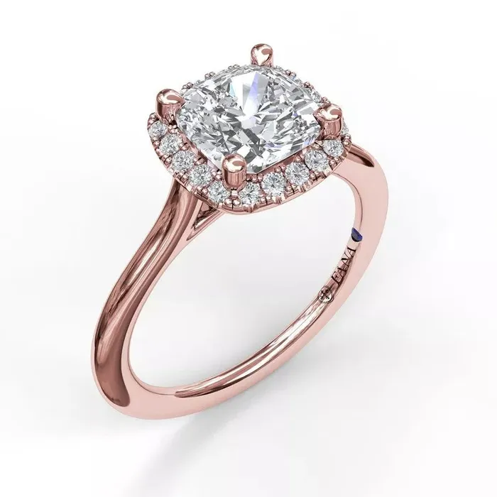 International Diamond Center Rings FANA Classic Cushion Halo Engagement Ring Setting
