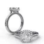International Diamond Center Rings FANA Classic Cushion Halo Engagement Ring Setting