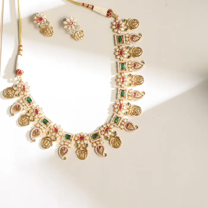 Necklaces SILVER Ram Parivaar Kempu Necklace Set