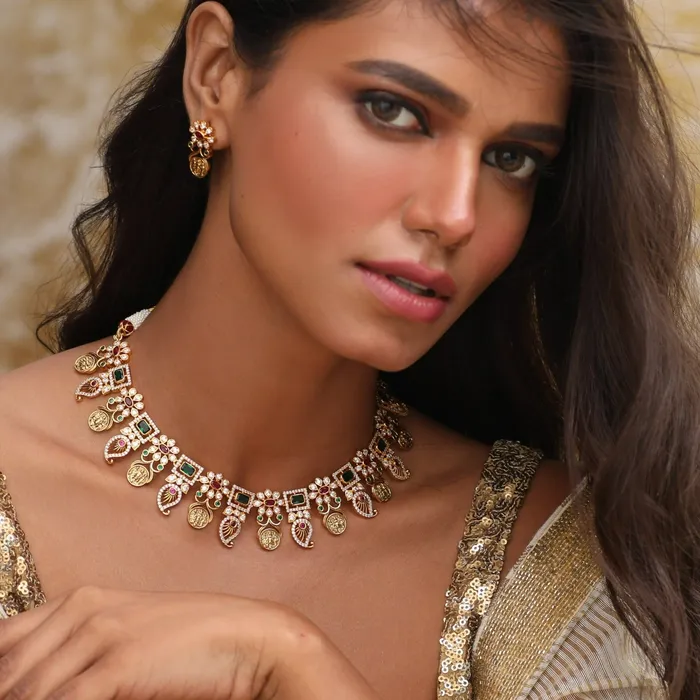Necklaces SILVER Ram Parivaar Kempu Necklace Set
