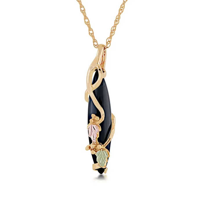Necklaces TR Jewelry Concepts Black Hills Gold Onyx Pendant Necklace