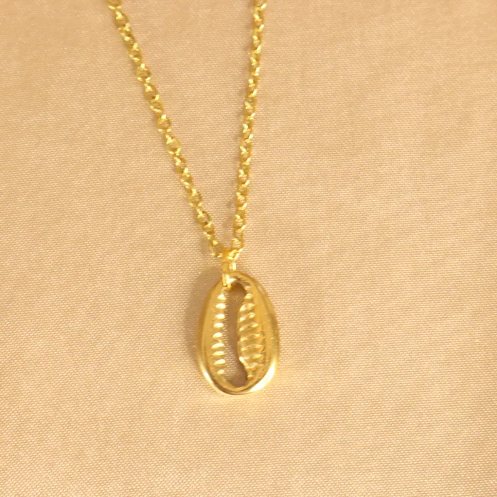 Omo Lola Necklaces Diarra Cowrie shell 18ct Gold Plated Stainless Steel Necklace