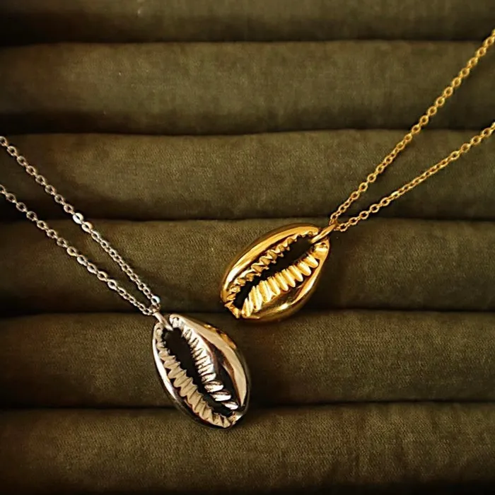 Omo Lola Necklaces Diarra Cowrie shell 18ct Gold Plated Stainless Steel Necklace
