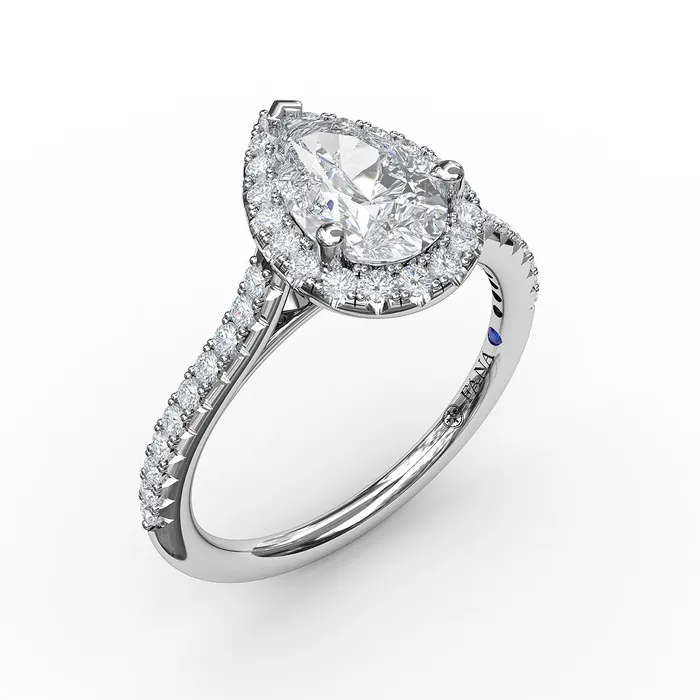 Rings International Diamond Center FANA Delicate Pear Shaped Halo And Pave Band Engagement Ring Setting Rings International Diamond Center FANA Delicate Pear Shaped Halo And Pave Band Engagement Ring Setting
