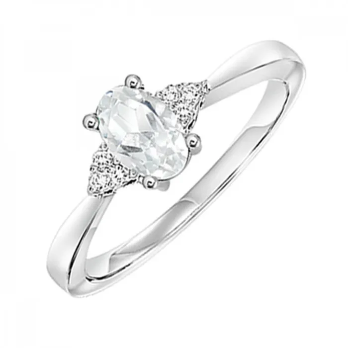 Rings International Diamond Center White Topaz Gemstone Ring with Diamond Accents Rings International Diamond Center White Topaz Gemstone Ring with Diamond Accents