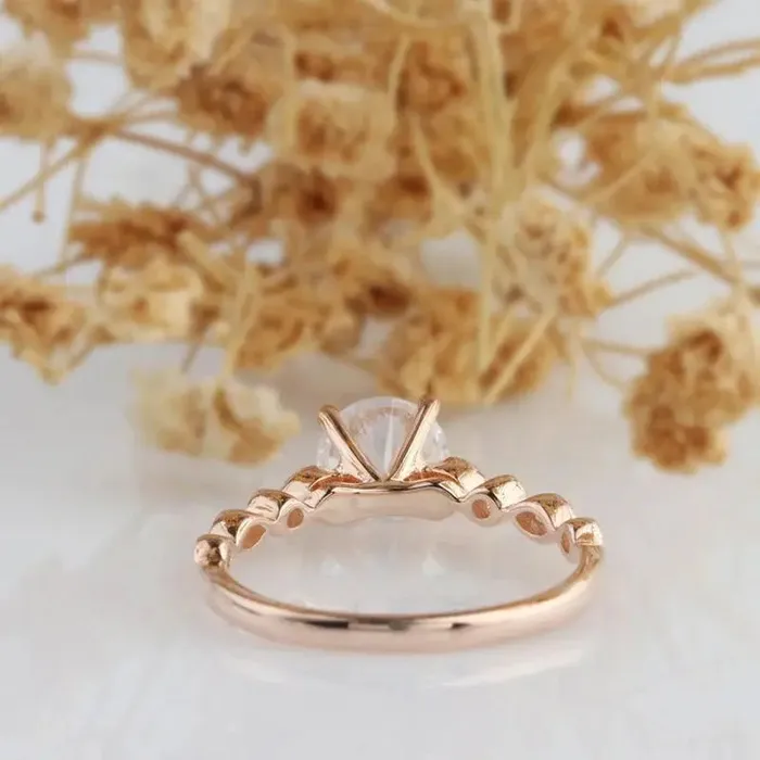 Rings Luxus Moissanite 14K ROSE GOLD ENGAGEMENT RING 1CT