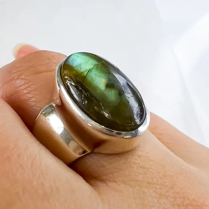 Rings Magic Crystals Labradorite Sterling 925 Silver Ring