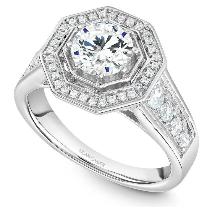 Rings Noam Carver White Gold Octagonal Halo Diamond Engagement Ring Setting 049 CTW International Diamond Center Rings Noam Carver White Gold Octagonal Halo Diamond Engagement Ring Setting 049 CTW International Diamond Center