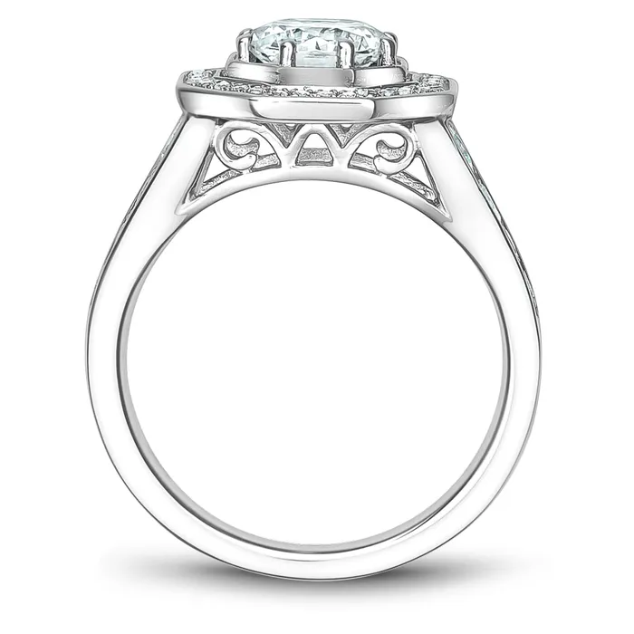Rings Noam Carver White Gold Octagonal Halo Diamond Engagement Ring Setting 049 CTW International Diamond Center