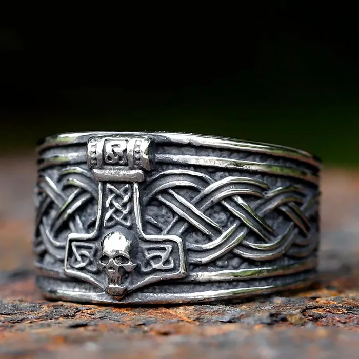 Rings Viking Ring Mjolnir Skull Valhalla Vikings