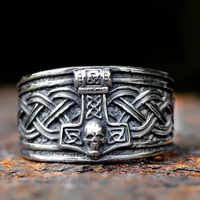 Rings Viking Ring Mjolnir Skull Valhalla Vikings
