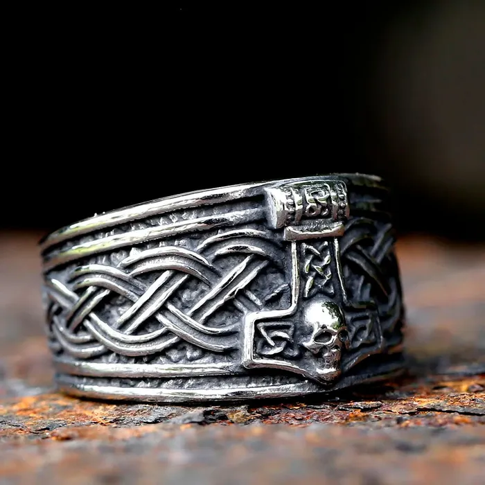 Rings Viking Ring Mjolnir Skull Valhalla Vikings