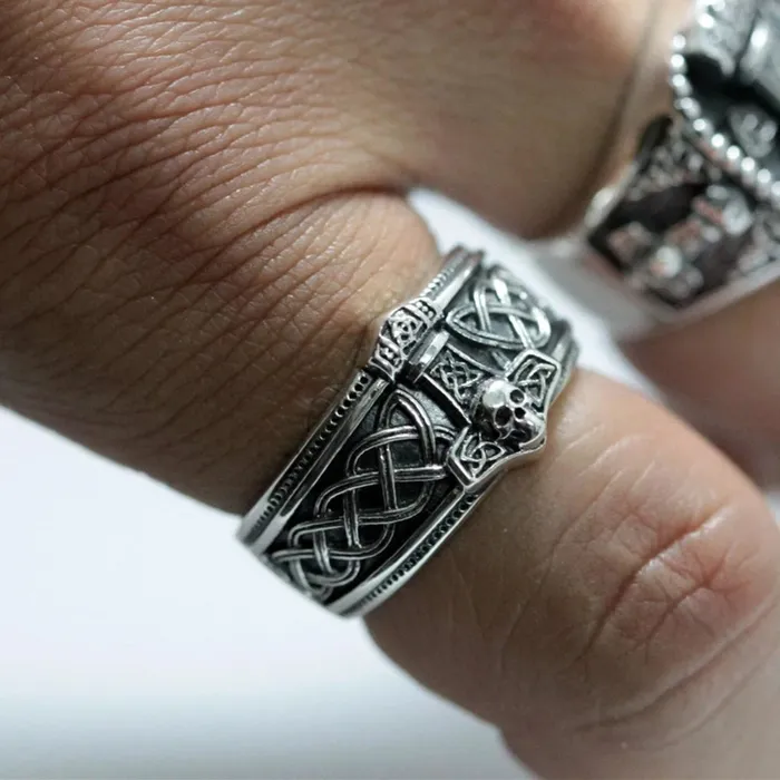 Rings Viking Ring Mjolnir Skull Valhalla Vikings