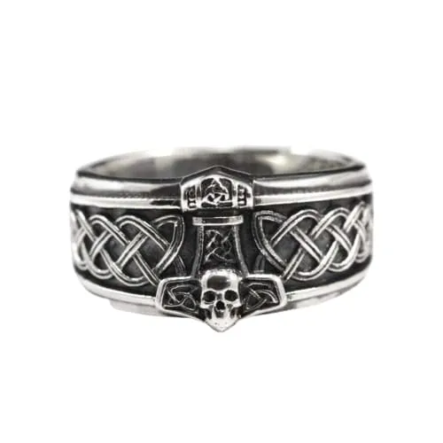 Rings Viking Ring Mjolnir Skull Valhalla Vikings
