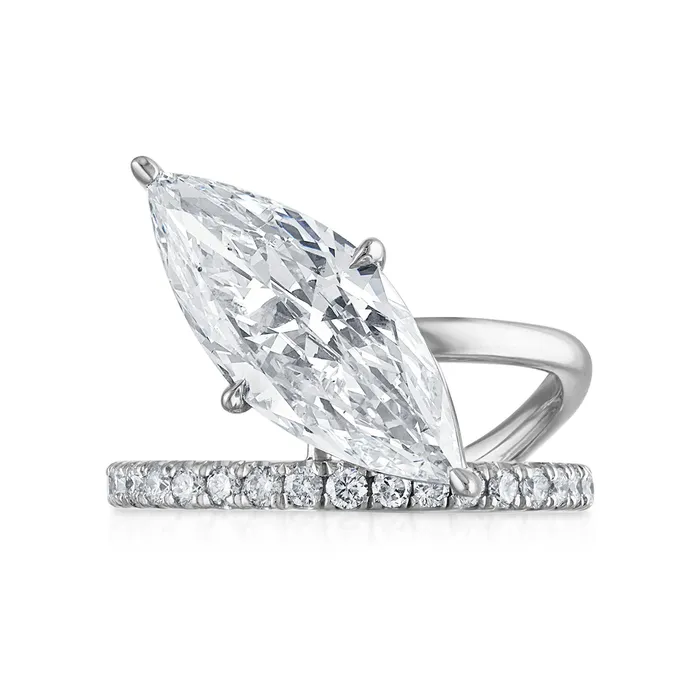 SG Bridal Rings Marquise Pave Band and a Half Engagement Ring