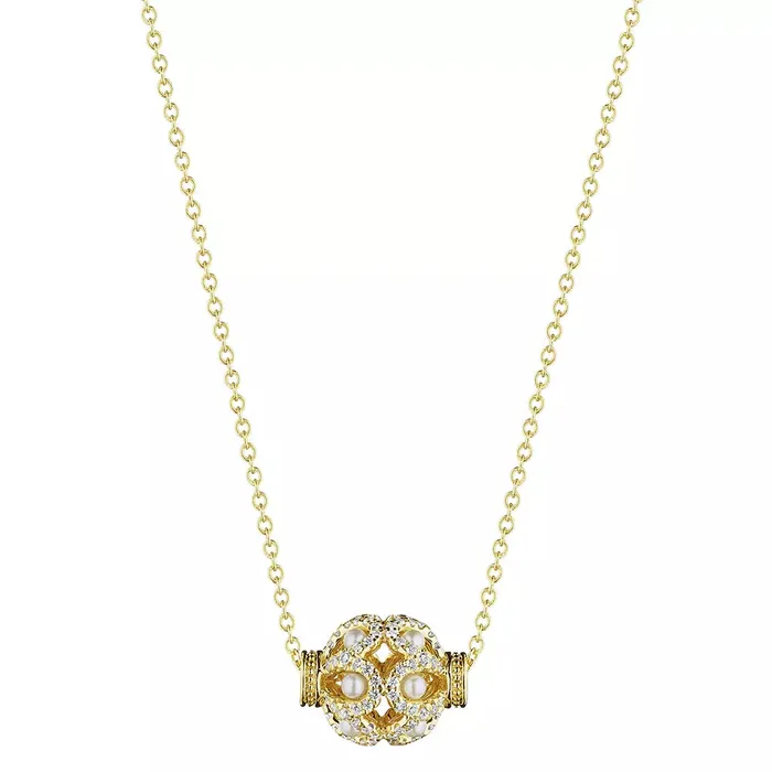 Shop IDC estore Verragio Reverie Bead Diamond Pearl Pendant 18K Gold 035CTW PreStyled Sets
