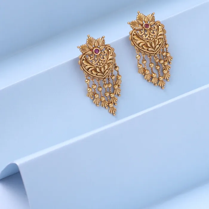 SILVER Earrings Swara Floral Frill Silver Drop Earrings