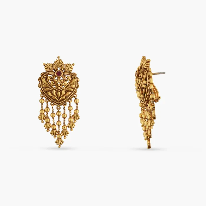 SILVER Earrings Swara Floral Frill Silver Drop Earrings
