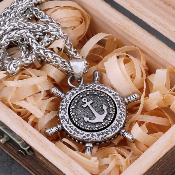 Valhalla Vikings Viking Necklace Nordic Rudder With Anchor Design Pendant Necklaces