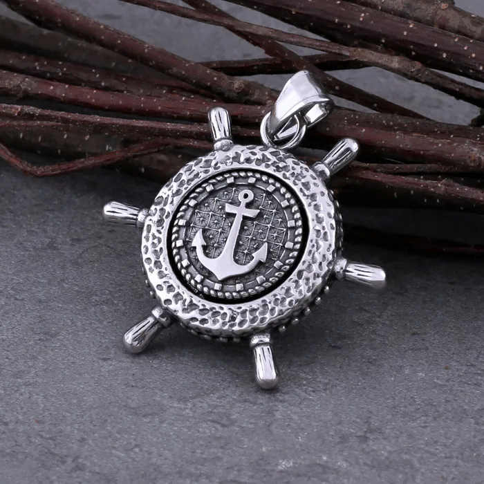 Valhalla Vikings Viking Necklace Nordic Rudder With Anchor Design Pendant Necklaces