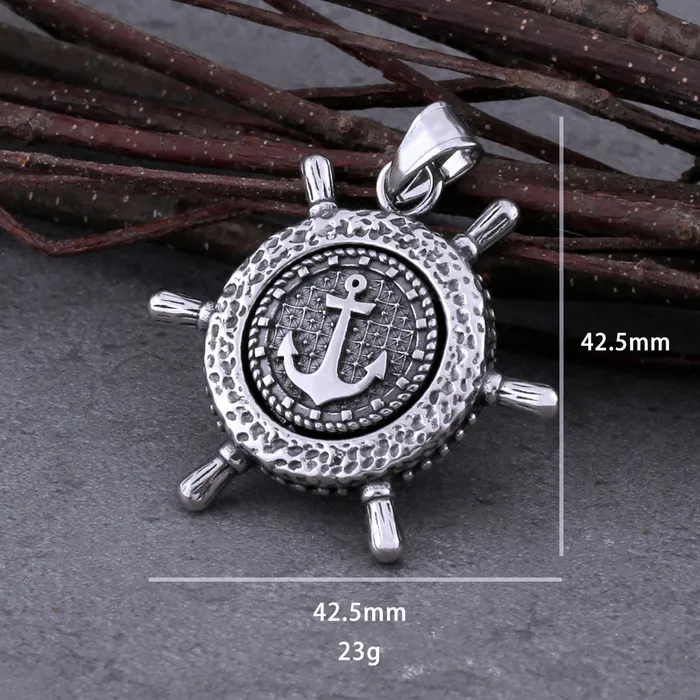 Valhalla Vikings Viking Necklace Nordic Rudder With Anchor Design Pendant Necklaces