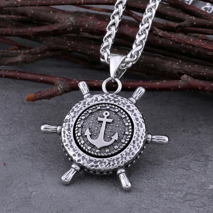Valhalla Vikings Viking Necklace Nordic Rudder With Anchor Design Pendant Necklaces