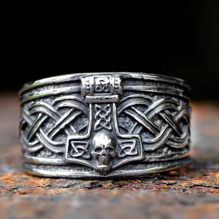 Viking Ring Silver Mjolnir Valhalla Vikings Rings