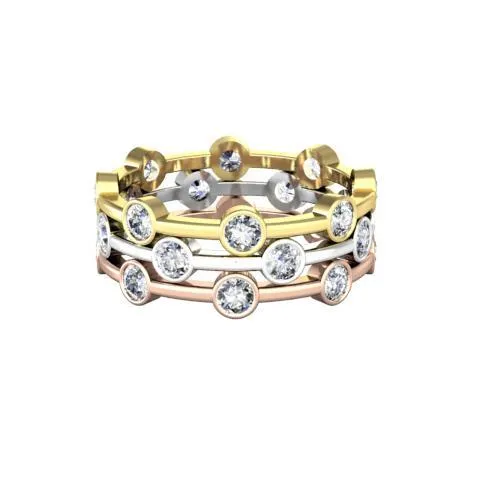 016 cttw Round Brilliant Cut Bezel Set Diamond Eternity Ring 016 carat deBebians Rings