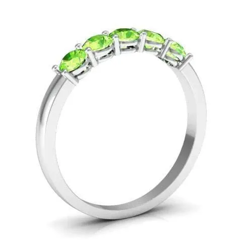 050cttw Shared Prong Peridot Five Stone Band deBebians Rings