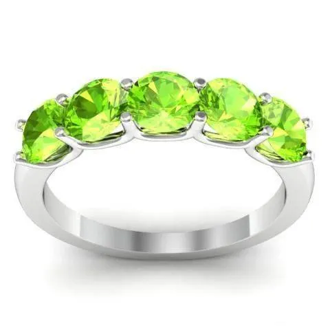 150cttw U Prong 5 Stone Peridot Ring deBebians Rings