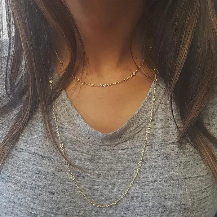 175cttw 36 Handmade Lily Chain Diamond Necklace deBebians Necklaces