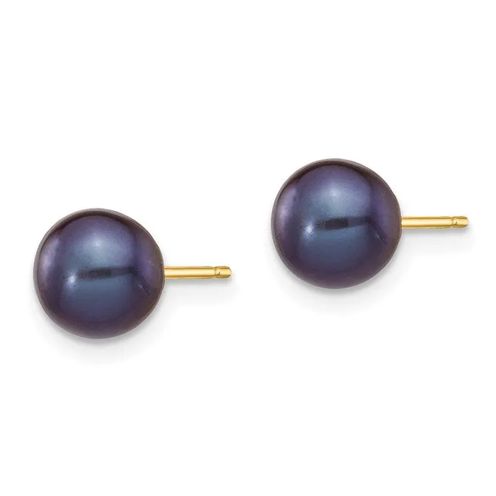 14k 67mm Black Round Freshwater Cultured Pearl Stud Post Earrings Jewelry Earrings 14k 67mm Black Round Freshwater Cultured Pearl Stud Post Earrings Jewelry Earrings