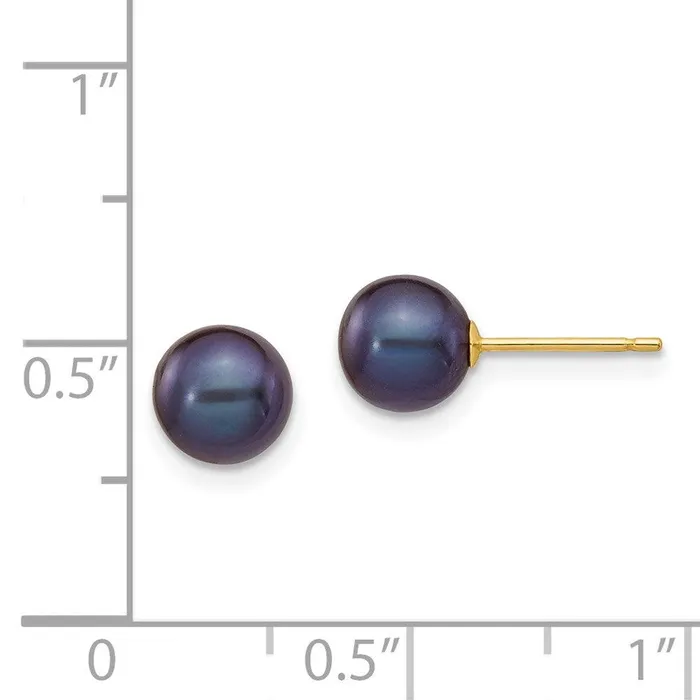 14k 67mm Black Round Freshwater Cultured Pearl Stud Post Earrings Jewelry Earrings 14k 67mm Black Round Freshwater Cultured Pearl Stud Post Earrings Jewelry Earrings