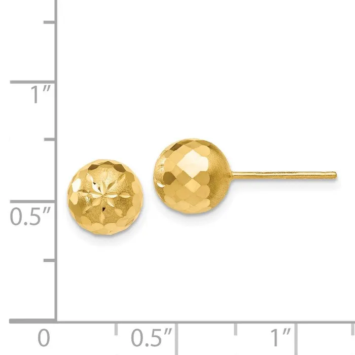 14k 8mm Diamondcut Mirror Ball Post Earrings Jewelry Earrings 14k 8mm Diamondcut Mirror Ball Post Earrings Jewelry Earrings