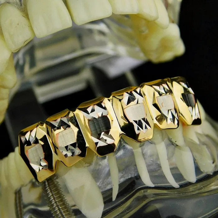 14K Gold Plated Deep DiamondCut Bottom Grillz Bling Cartel Admin Rings
