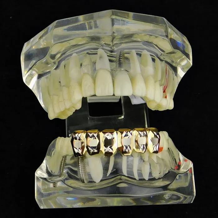 14K Gold Plated Deep DiamondCut Bottom Grillz Bling Cartel Admin Rings