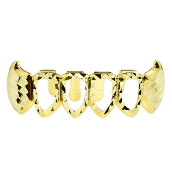 14K Gold Plated Four Open DiamondCut Bottom Fang Grillz Bling Cartel Admin Rings 14K Gold Plated Four Open DiamondCut Bottom Fang Grillz Bling Cartel Admin Rings