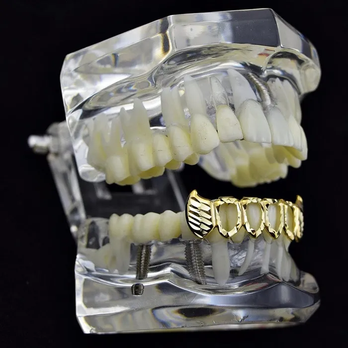 14K Gold Plated Four Open DiamondCut Bottom Fang Grillz Bling Cartel Admin Rings