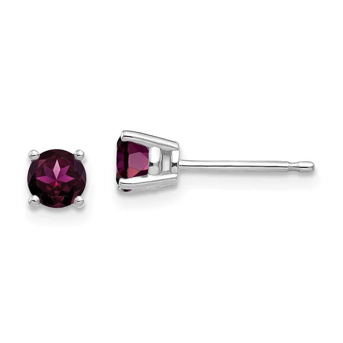 14k White Gold 4mm Rhodolite Garnet Earrings Jewelry Earrings