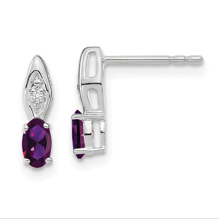 14k White Gold Amethyst Diamond Earring Jewelry Earrings