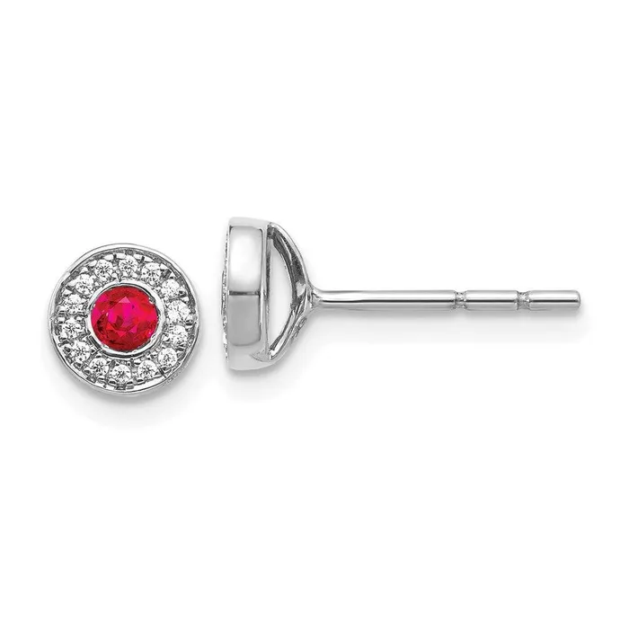 14k White Gold Diamond and Ruby Post Earrings Jewelry Earrings