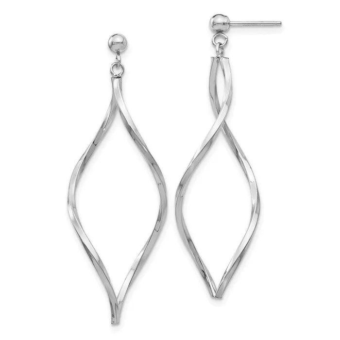 14k White Gold Twisted Post Dangle Earrings Jewelry Earrings